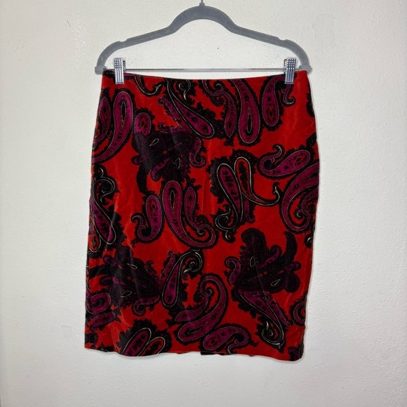 Talbots Dresses & Skirts - Talbots Orange Velvet Paisley Skirt Size 8